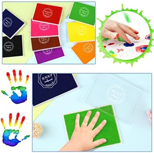 MOYBMG Large Green Permanent Ink Pad for Rubber Stamps, 5x4 Inch, Kids Non-Toxic Safe Ink Pad, Paper Wood Fabric