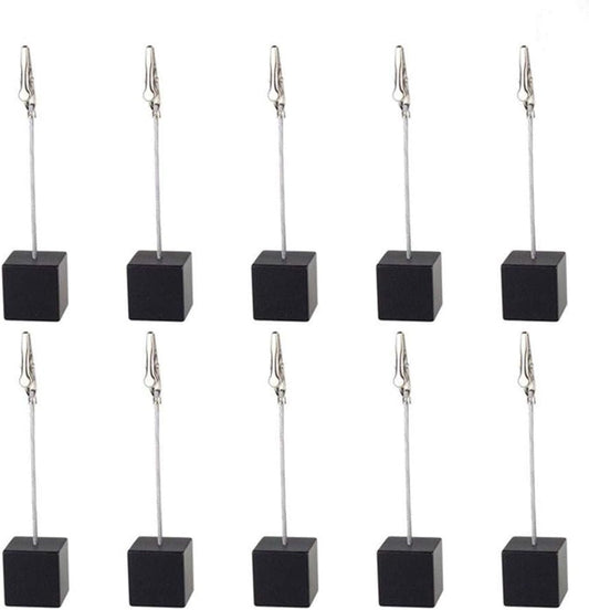 10pcs Table Number Holder Name Place Card Holder Memo Clip Holder Stand Note Holder Pictures Card Paper Menu Clip (Black)