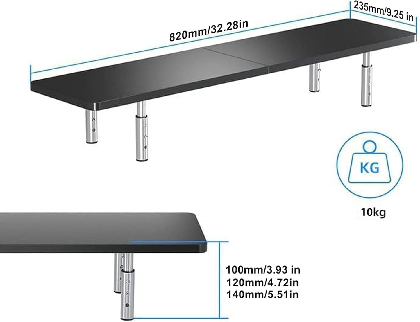 suptek Dual Monitor Stand Riser,Large Monitor Laptop Stand Riser 3 Adjustable Heights Computer Stand for Laptop, Printer, Notebook(MST016L)