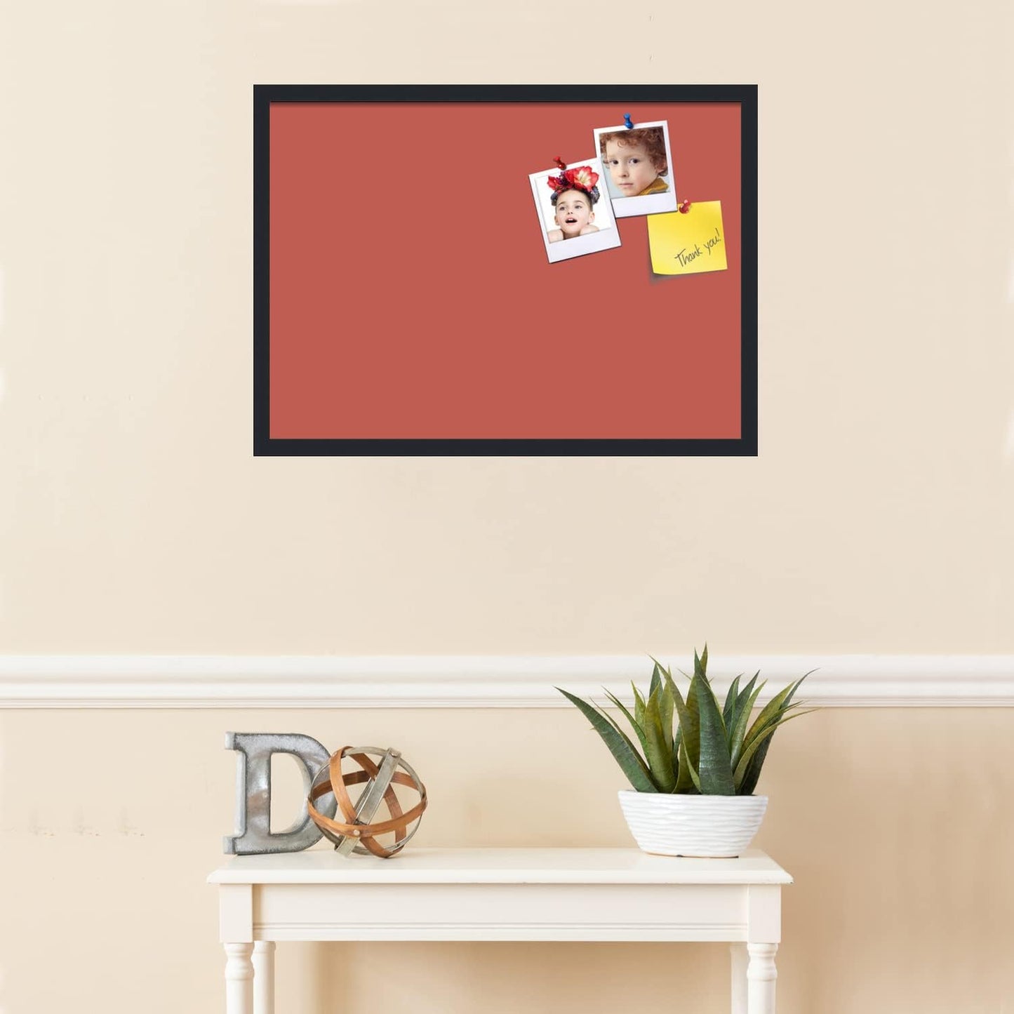 PinPix 28x20 Inch Cork Bulletin Board. This Decorative Framed Pin Board Comes with Crimson Pastel Design and a Satin Black Frame. Ideal for Home Office Decor or Message Board (PinPix-1807)