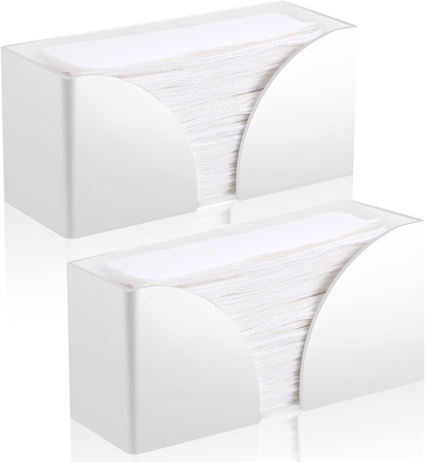 2PCS White Paper Towel Dispenser Countertop, AcrylicPaper Towel Holder for Bathroom Folded Paper Towel Dispenser Clear Trifold Paper Napkin Holder for Z-fold C-fold MultiFold Trifold - Home Kitchen