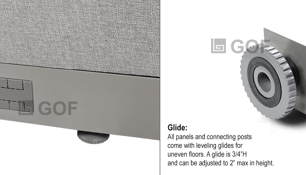 GOF Freestanding Office Partition, Large Fabric Room Divider Panel, 72" W x 60" H