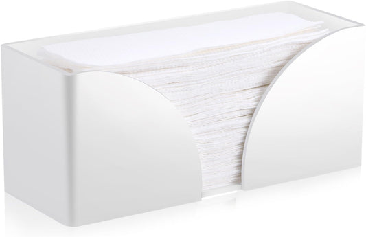 1PCS White Paper Towel Dispenser Countertop, Acrylic Paper Towel Holder for Bathroom Folded Countertop Paper Towel Holder Trifold Napkin Holder for Z-fold, C-fold, MultiFold Trifold - Home Kitchen