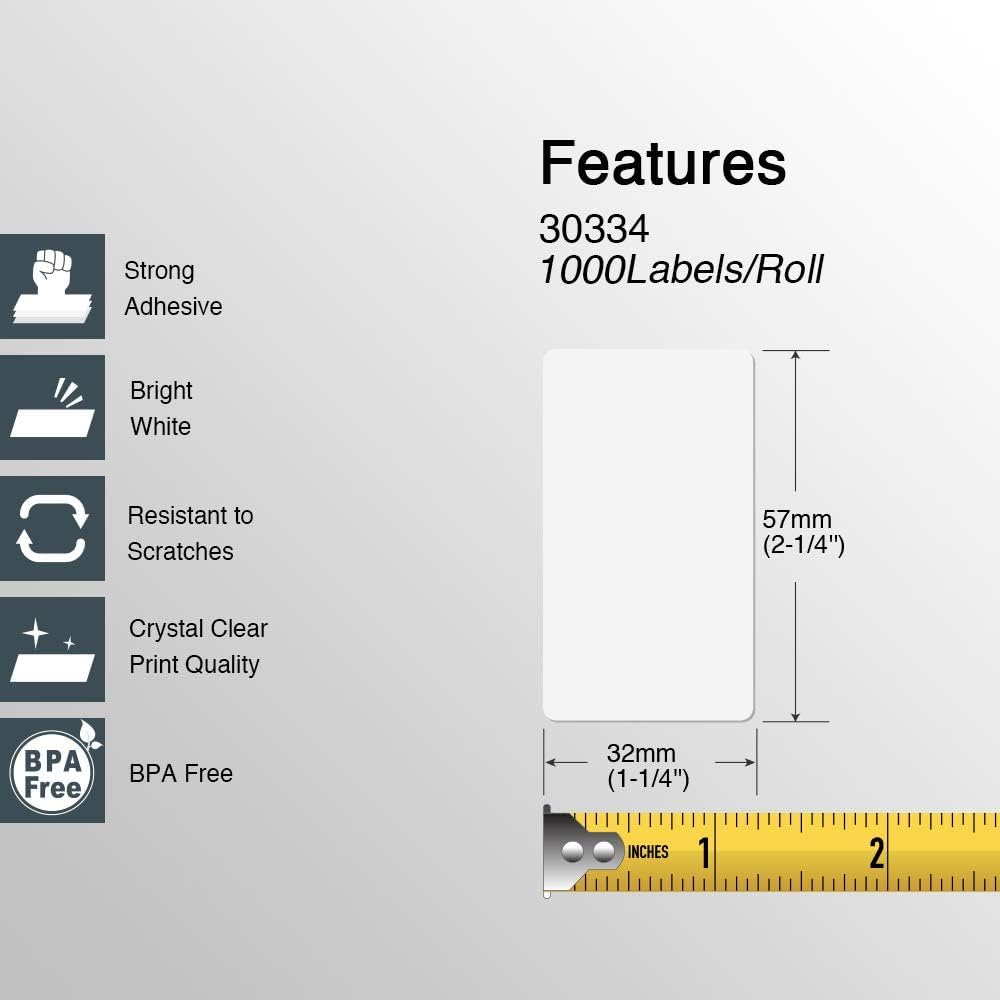 BETCKEY - Compatible DYMO 30334 (2-1/4" x 1-1/4") Medium Multipurpose Barcode/FNSKU Labels - Compatible with Rollo, DYMO Labelwriter 450, 4XL & Zebra Desktop Printers[6 Rolls, 6000 Labels, Red]