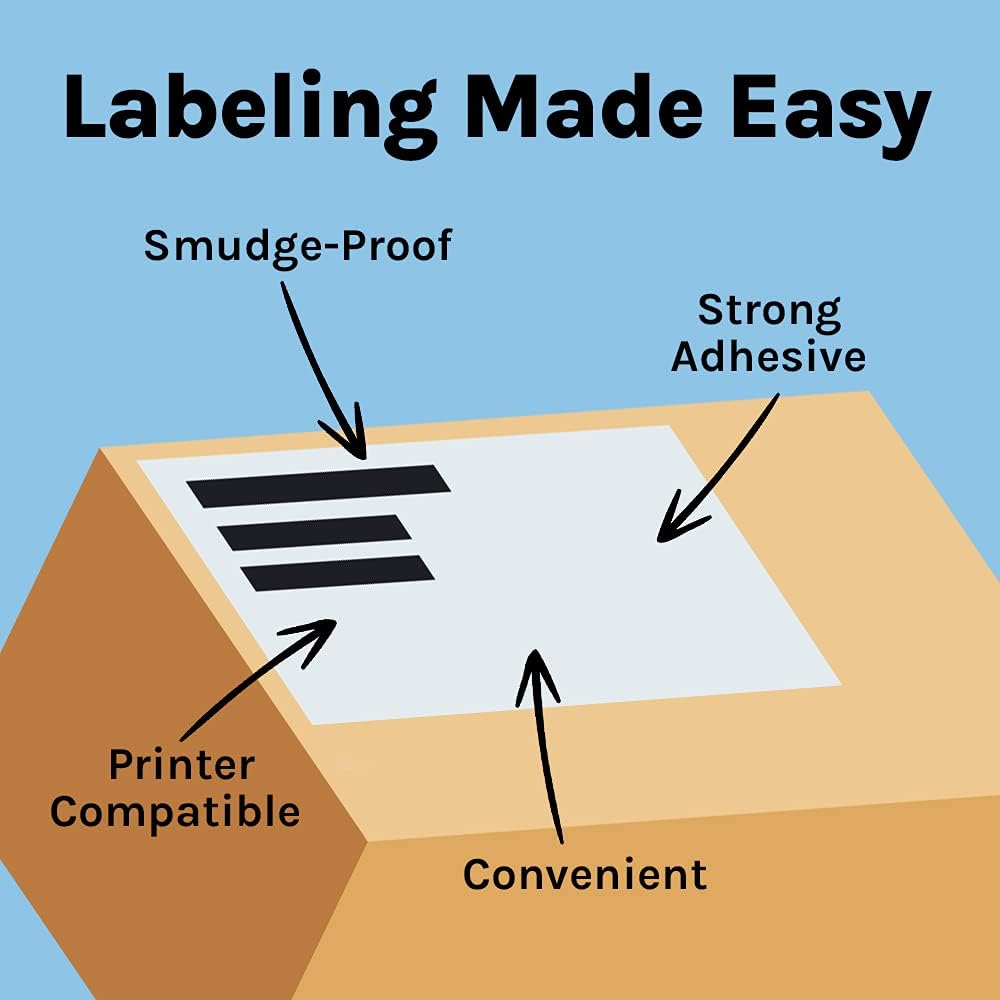 Premium Label Supply White Sticker Half Sheet Labels – 8.5" x 5.5" – Laser/Inkjet Compatible – (2 per Sheet), 1000 Sheets - 2000 Total Adhesive Labels