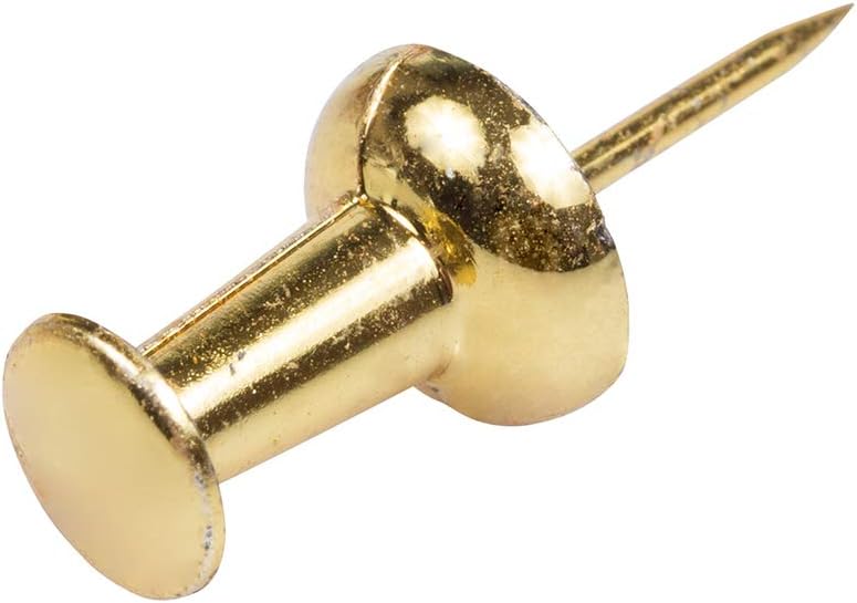 JAM PAPER Colorful Push Pins - Gold Pushpins - 100/Pack