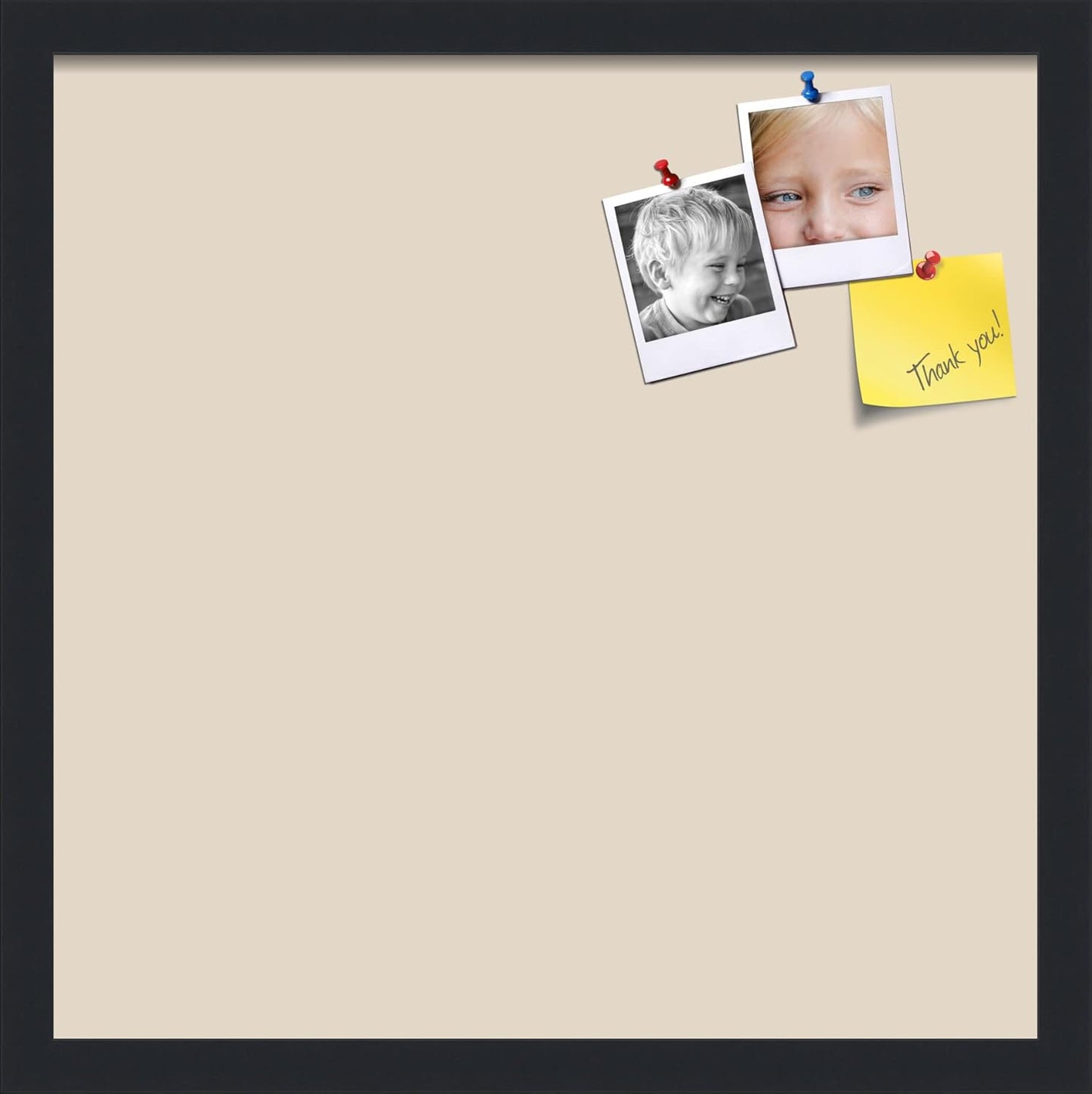 PinPix 18x18 Inch Cork Bulletin Board. This Decorative Framed Pin Board Comes with Desert Pastel Design and a Satin Black Frame. Ideal for Home Office Decor or Message Board (PinPix-1815)