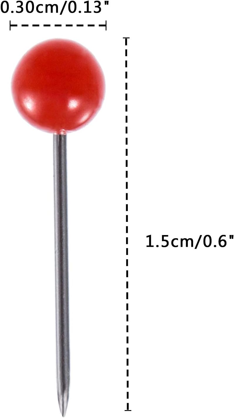 Outus 500 Pieces Map Push Pins Map Tacks Plastic Round Head Tacks with Steel Points (Multicolor, 1/8 Inch)