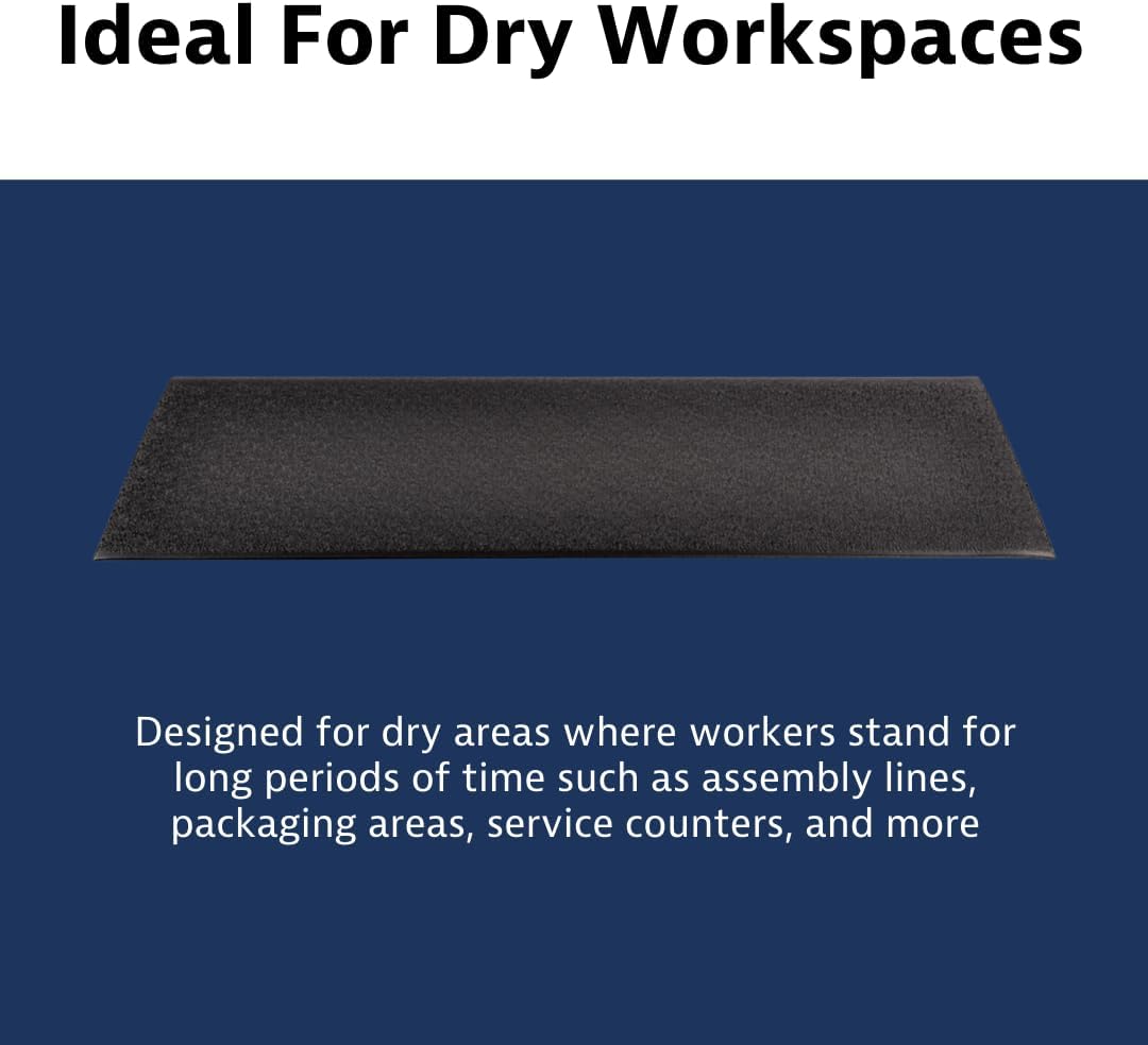 Notrax 411 Sof-Tred™ 2' x 60' x 3/8" Anti Fatigue Mat, Enhanced Slip Resistance with Beveled Edges and Pebbled Surface, Ideal for Industrial and Commercial Workplaces, Black, 411R0324BL