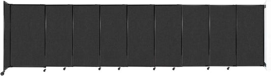 Wall-Mounted Sliding StraightWall Room Divider | Adjustable Widths | Locking Wheels | Room Separator | Up to 19'9" Wide x 5' Tall Black Fabric Panels