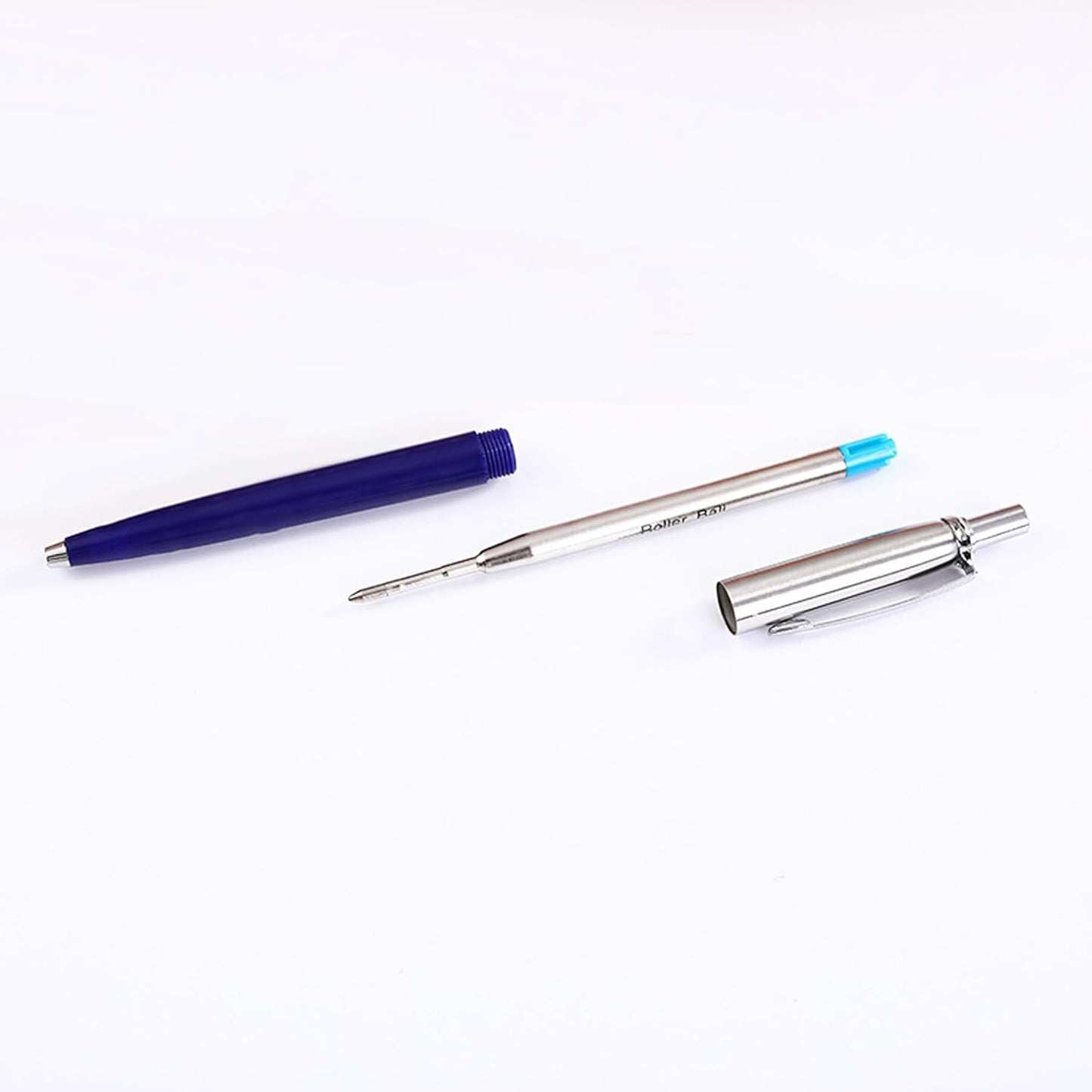 PapaBear Ballpen Medium Point Black Ink Refill Pack of 5-Replaceable Ballpoint Pen Refills - Metal Pen Refill (Blue)