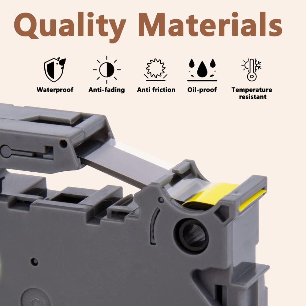 Hehua Tape Tze Tz 9mm 0.35 Laminated Yellow Compatible for Brother P-Touch TZe-621 TZe621 TZ-621 TZ621 Tape for Ptouch PT D210 D220 D200 D610 H110 1880, 3/8'' x 26.2ft Black on Yellow, 3 Pack