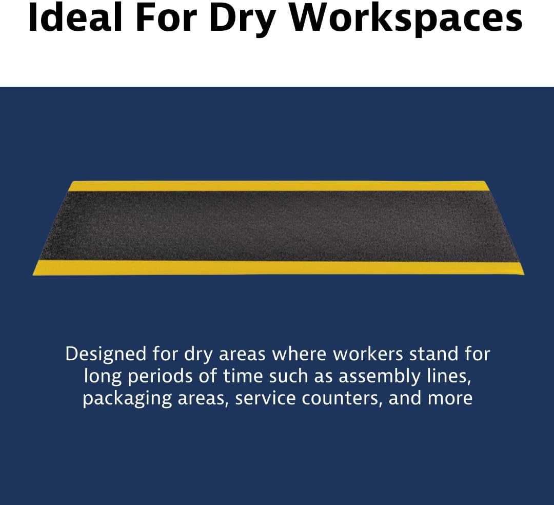 Notrax 411 Sof-Tred™ 3' x 60' x 3/8" Anti Fatigue Mat, Enhanced Slip Resistance with Beveled Edges and Pebbled Surface, Ideal for Industrial and Commercial Workplaces, Black/Yellow, 411R0336BY