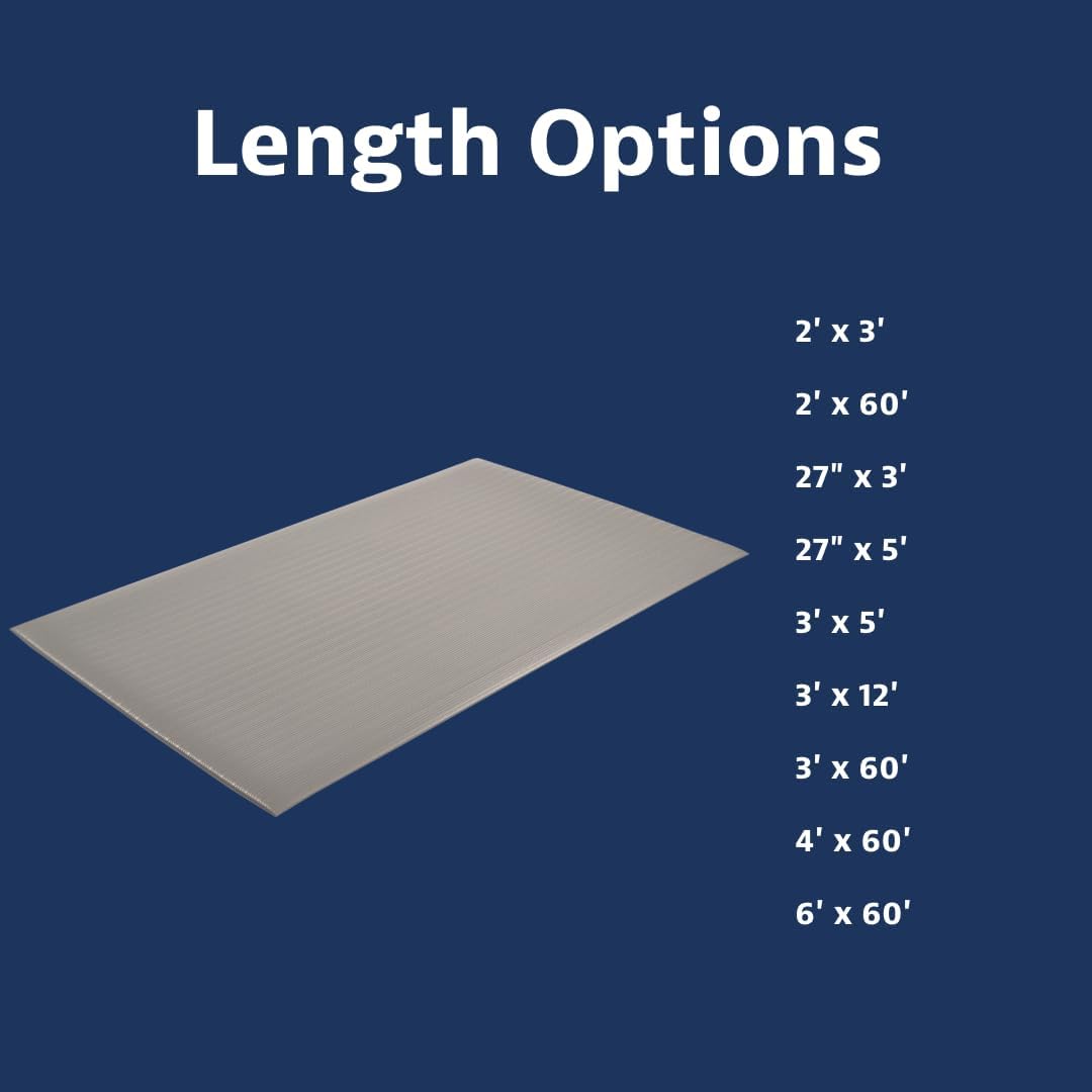 Notrax 410 Airug® 3' x 5' x 3/8" Anti Fatigue Mat, Enhanced Slip Resistance with Beveled Edges and Ribbed Surface, Ideal for Industrial and Commercial Workplaces, Gray, 410S0335GY