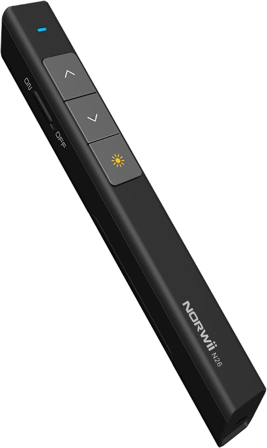 Norwii N26 Wireless Presentation Clicker, Presentation Remote, PowerPoint Clicker with Pointer for PowerPoint Presentations, Power Point Clicker Wireless Presenter Remote - Black