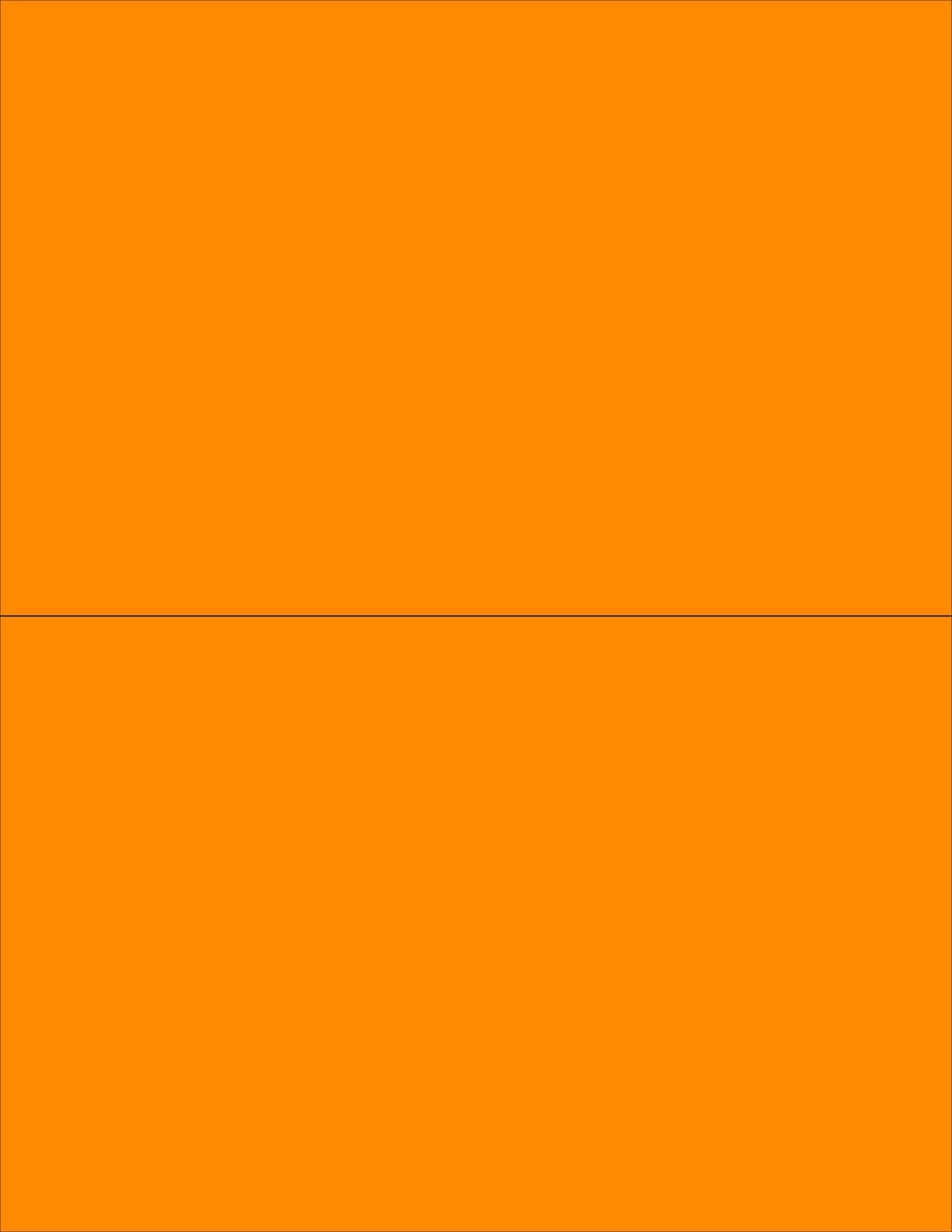 8-1/2 x 11" Neon Color High Light Fluorescent Labels for Laser & Inkjet Printer (Orange Fluorescent, 8-1/2" x 5-1/2" - 2 Per Page | 200 Labels)