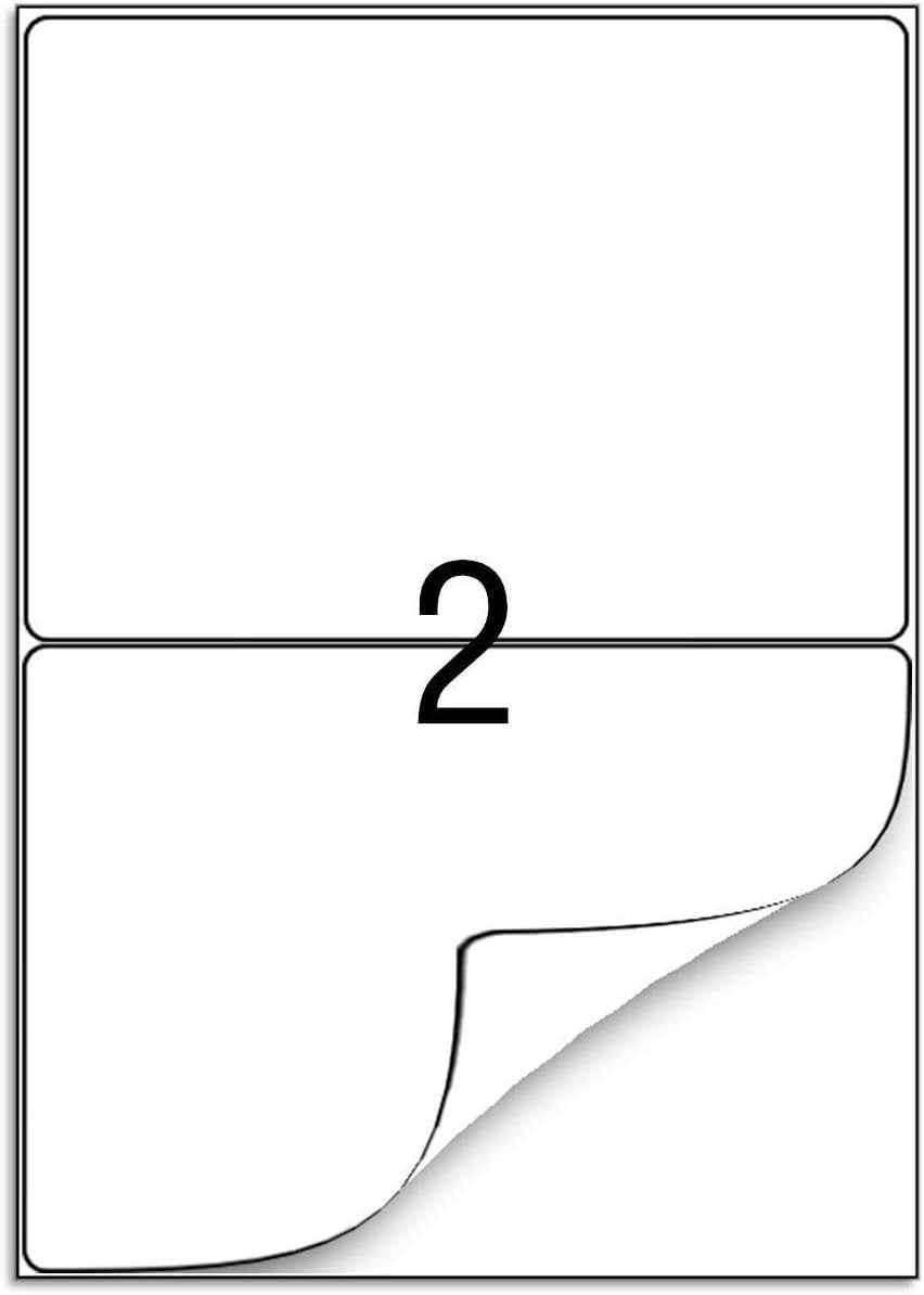 BESTEASY Round Corner Half Sheet Self Adhesive Shipping Labels for Laser and Ink Jet Printers, White Blank (2000 Sheets, 4000 Labels)