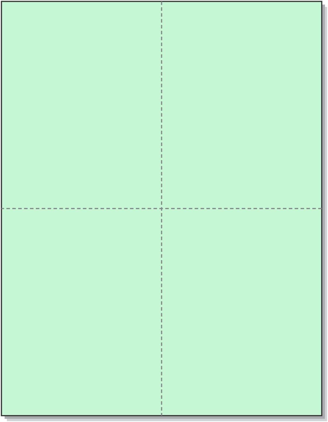 NextDayLabels 8-1/2" x 11" Laser/Inkjet Postcards 4 Per Page, (4-1/4" x 5-1/2" Each Card | Green, 4000 Cards)