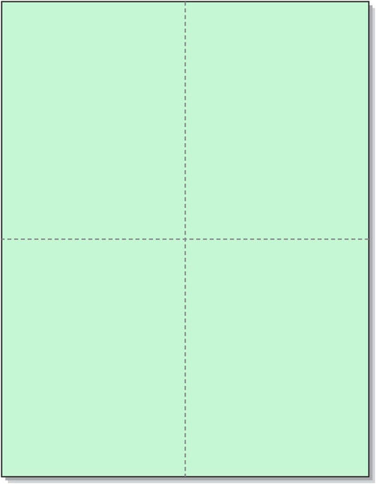 8-1/2" x 11" Laser/Inkjet Postcards 4 Per Page, (4-1/4" x 5-1/2" Each Card | Green, 200 Cards)