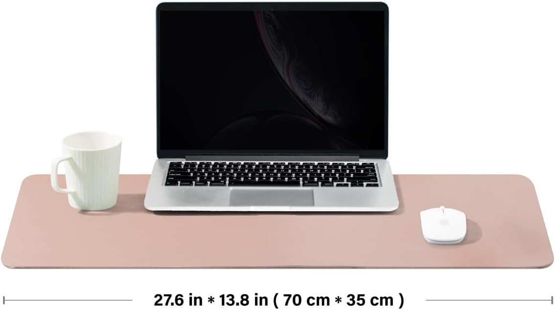 Cork Desk Mat - Dual-Sided Desk Pad for Office and Home - Desk Organization and Accessories - Ideal for Large Mouse Pad and Desk Mats on Top of Desks(Pink,27.6"x 13.8")