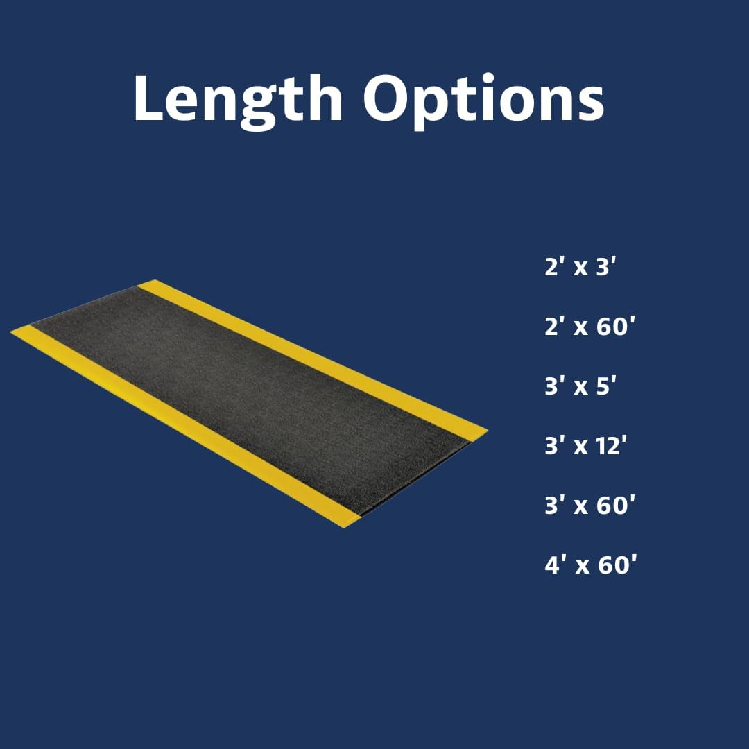 Notrax 411 Sof-Tred™ 2' x 3' x 3/8" Anti Fatigue Mat, Enhanced Slip Resistance with Beveled Edges and Pebbled Surface, Ideal for Industrial and Commercial Workplaces, Black/Yellow, 411S0323BY