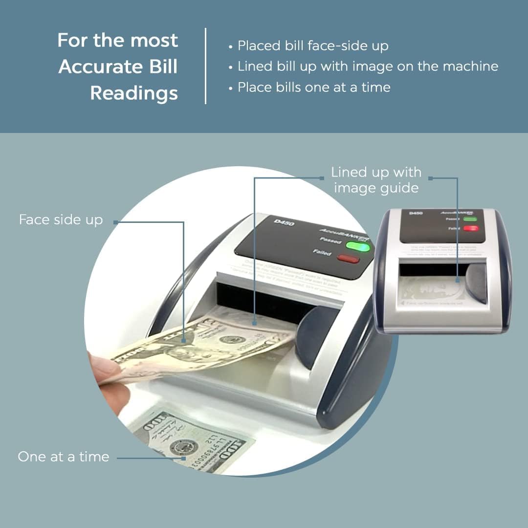 AccuBANKER D450 5-Point Counterfeit Bill Detector Machine, Retail Grade - UL Listed (Pack of 3)