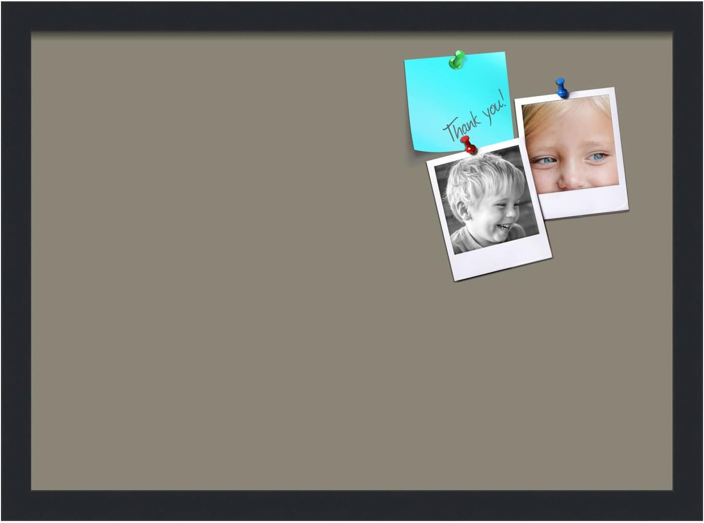 PinPix 21x15 Inch Cork Bulletin Board. This Decorative Framed Pin Board Comes with Pewter Design and a Satin Black Frame. Ideal for Home Office Decor or Message Board (PinPix-1812)