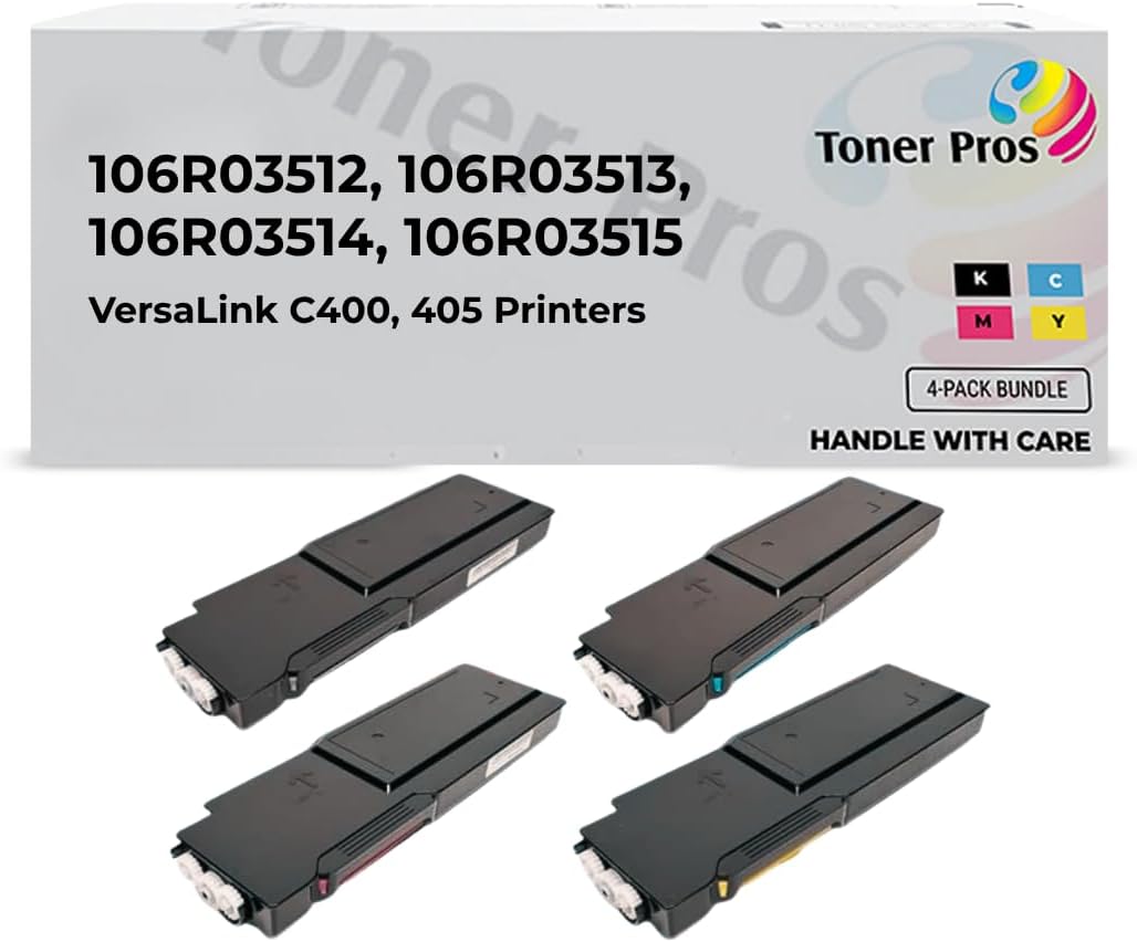 Toner Pros (TM Remanufactured [High Yield] Toner for Xerox VersaLink C400 C405 Printers 4-Color-Pack: 106R03512, 106R03513, 106R03514, 106R03515 (Black 5,000 & Colors 4,800 Pages)