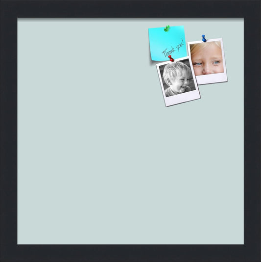PinPix 13x13 Inch Cork Bulletin Board. This Decorative Framed Pin Board Comes with Soft Blue Design and a Satin Black Frame. Ideal for Home Office Decor or Message Board (PinPix-1814)