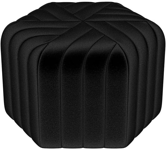 homary 18.5" Hexagonal Pouf Ottoman Upholstered, Velvet Footrest Rest Stools Modern Sofa Footrest Entryway Shoe Changing Stool, Low Coffee Table Footstool for Living Room/Bedroom/Entrway-Black