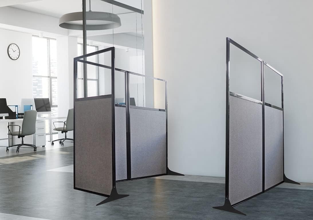 Versare Workstation Partition | Portable Wall Divider | Modern Office Cubicle | Free Standing Privacy Screen | Flexible Work Space | 66" x 70" Slate Fabric Panels
