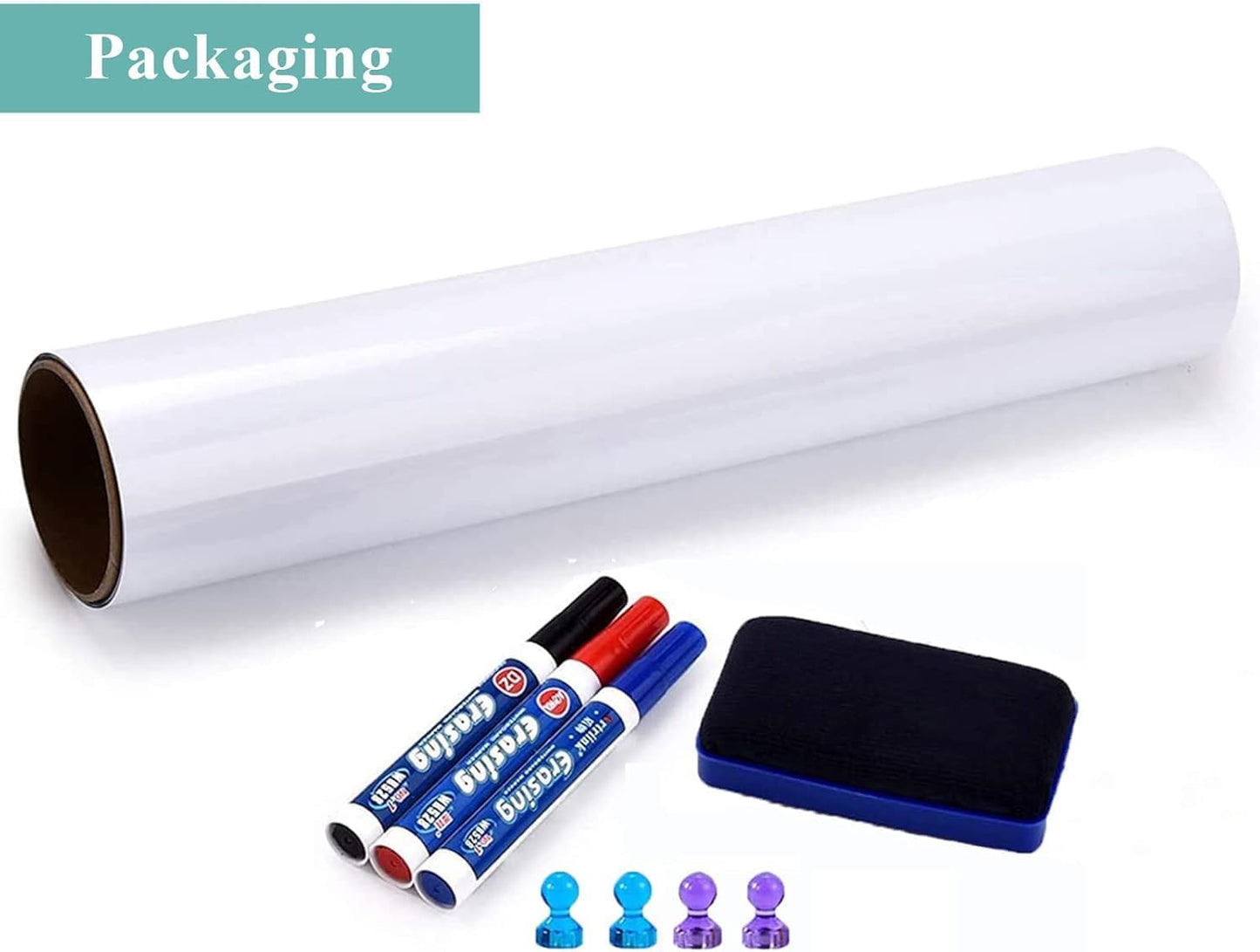 Magnetic Dry Erase Whiteboard Paper, 48" W x 36" H Self Adhesive Whiteboard for Wall, Easy to Write and Clean Dry Erase Board for Kids, Office, Home, with Marker, Magnetic Eraser and Magnets