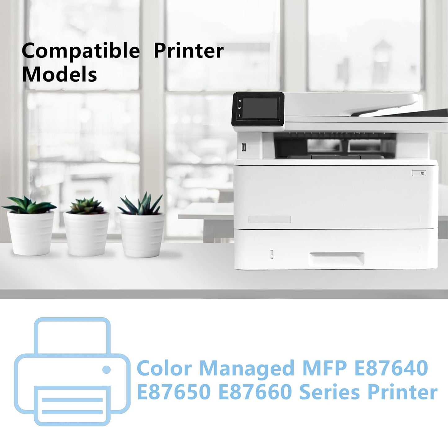 High Yield W9050MC Toner Cartridge Compatible W9050MC W9051MC W9052MC W9053MC Toner use for MFP E87640 E87650 E87660 Printer (4-Pack Black Cyan Magenta Yellow)