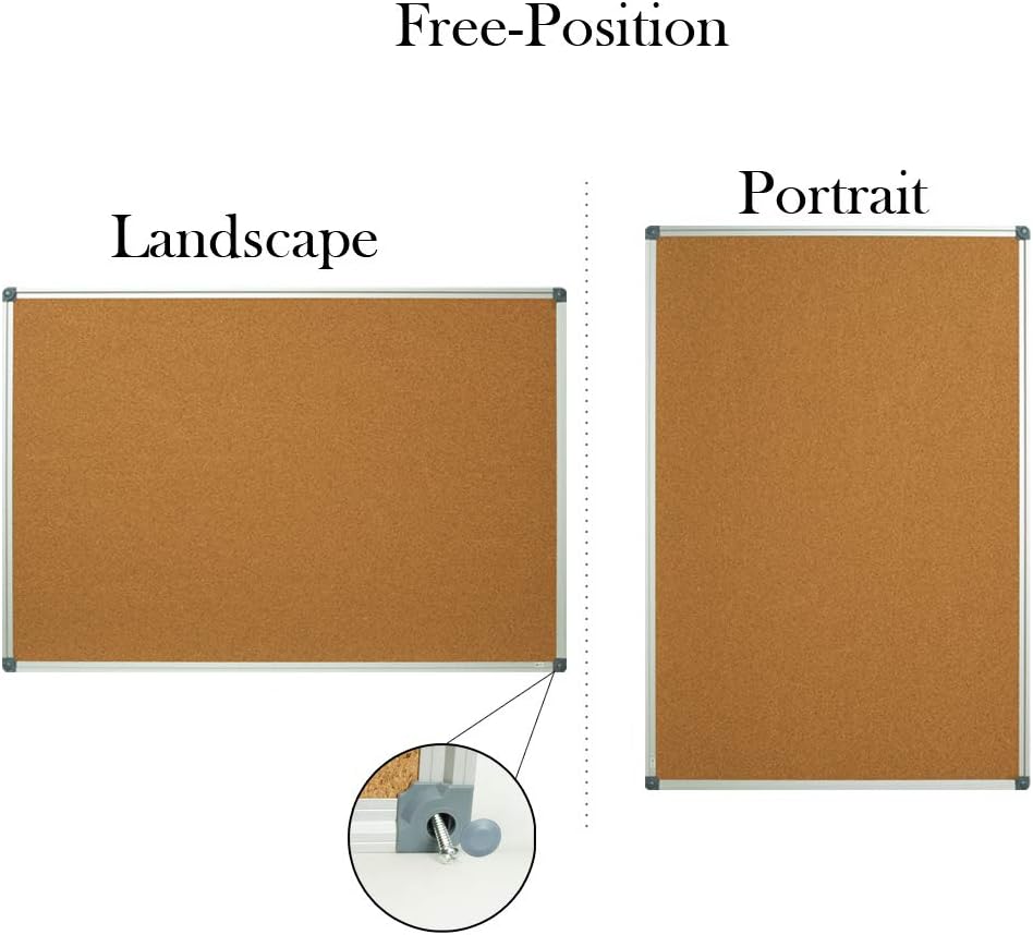Lockways Cork Board Bulletin Board, Double Sided Corkboard 36" x 24", Wall-Mounted Aluminum Framed Message Presentation Notice Board 3 x 2