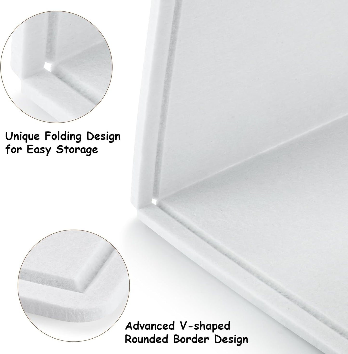 Large Bulletin Board, Foldable 60x36 Inches Cork Board Alternative, Large Felt Board Decorative Pin Board for Wall, Foldable Photo Board Self-Adhesive Vision Board with 36 Pushpins White