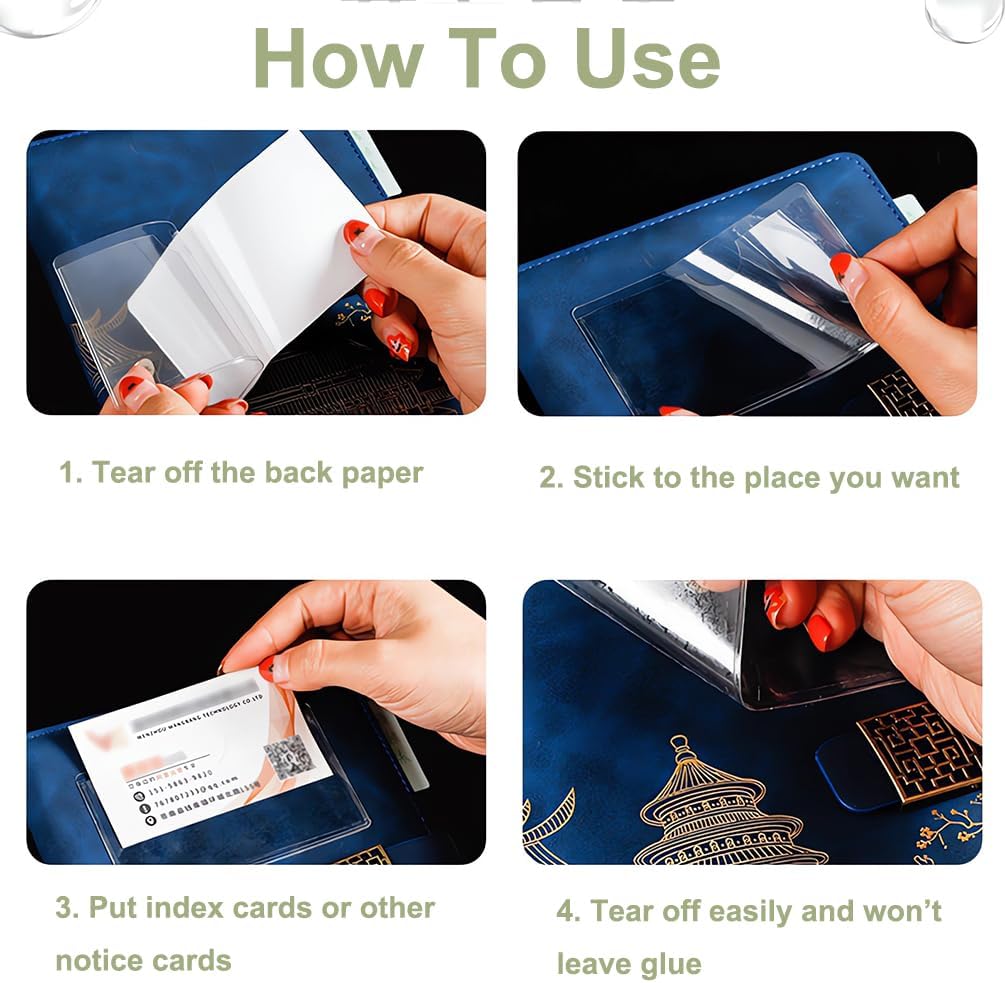 60 Pack Clear Self Adhesive Label Pockets, Label Holders Index Card Pockets Card Holder Shelf Label Holder for Organizing and Protecting (4 x 6 inches)
