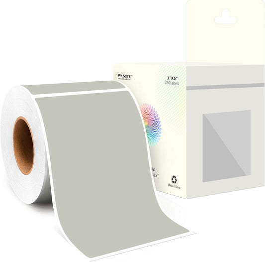 3 x 5 Inch 250Pcs Rectangle Color Coding Stickers,Strong Adhesion Easy to Write Label for Moving,Box Organization,Inventory,Business,Gray