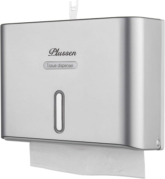 Paper Towel Dispenser Wall Mount, Adhesive No Drilling Multifold Trifold C Fold Commercial Hand Towel Dispenser,Silver