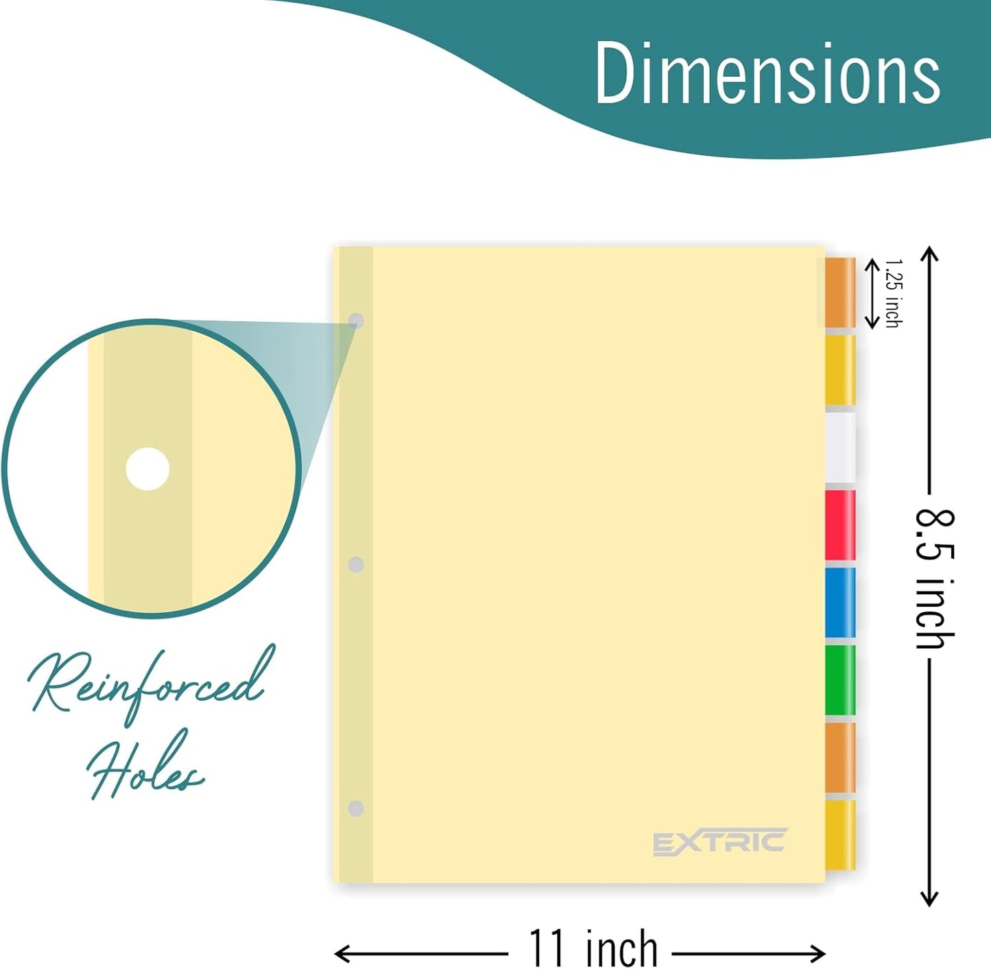 8-Tab Binder Dividers for 3 Ring Binder, Insertable Multicolor Big Tabs, Letter Size Paper Divider, 8.5 x 11 inch, 3 Sets (24 Dividers Total)