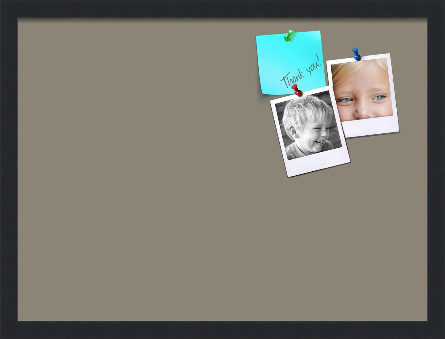 PinPix 23x17 Inch Cork Bulletin Board. This Decorative Framed Pin Board Comes with Pewter Design and a Satin Black Frame. Ideal for Home Office Decor or Message Board (PinPix-1812)