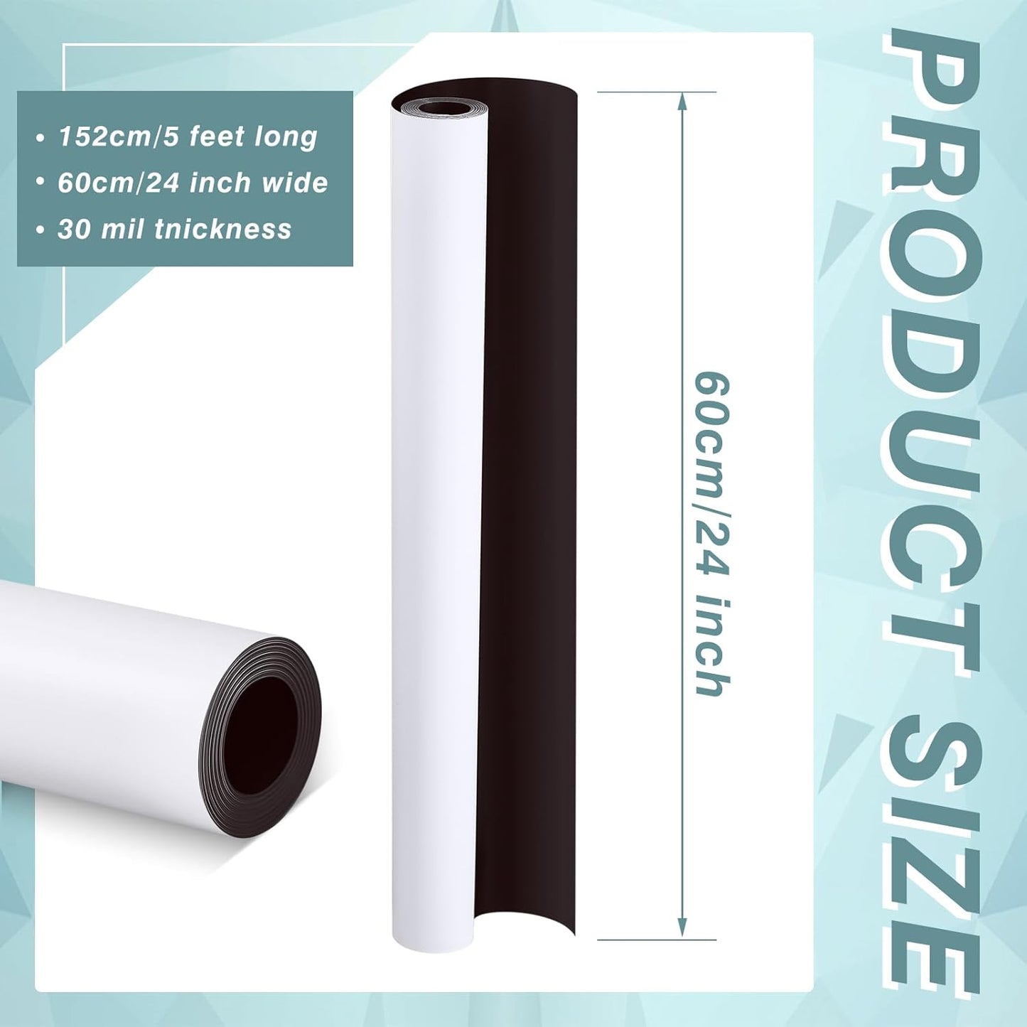 Amylove Blank White Surface Magnet Sheets 24 Inch x 5 Feet, 30 Mil Magnetic Roll Printable Flexible Vinyl Blank Magnetic Sign Sheet Safe for Vehicles DIY Craft Project