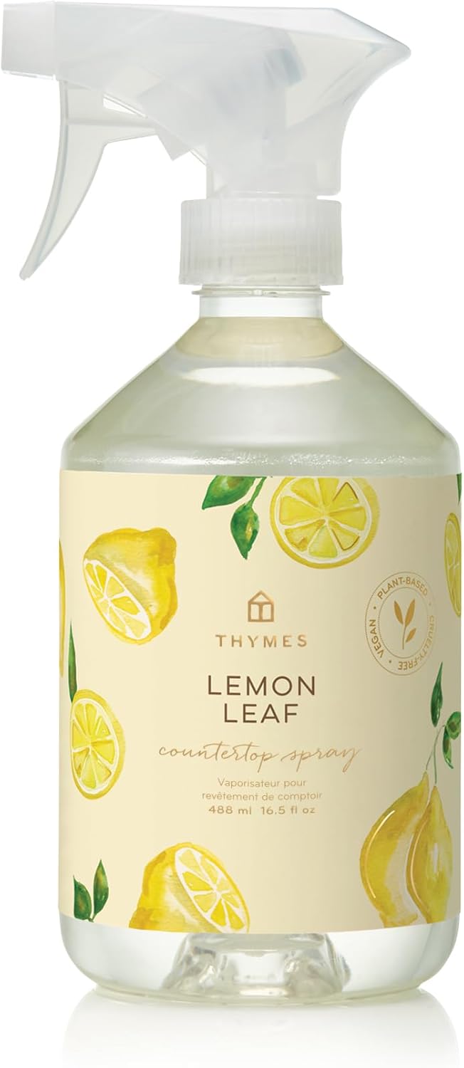 Thymes Countertop Spray - Counter Cleaner Spray - Household Cleaning Supplies (Lemon Leaf, 16.5 fl oz)