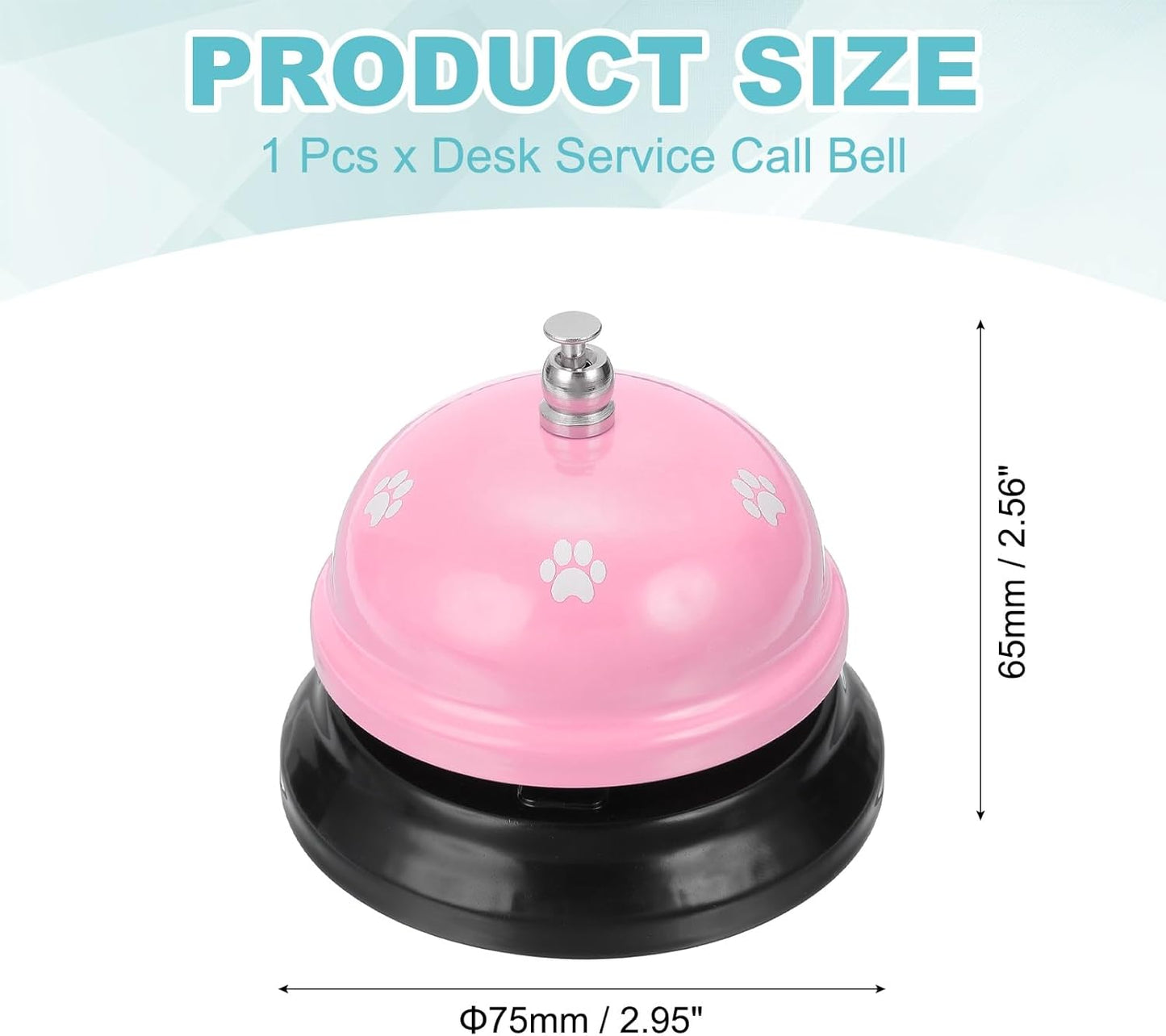 uxcell Desk Service Call Bell, 2.95 Inch Metal Dinner Service Bell Ring for Hotel Restaurant Reception Area and Wedding Party Events, Light Pink