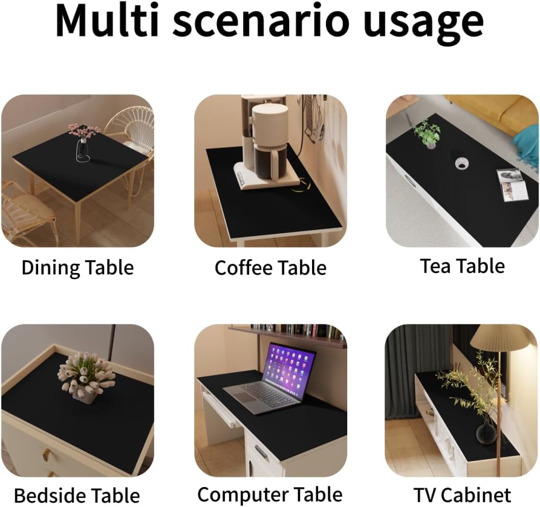 Table Protector - 24x72 Inch Waterproof Easy to Clean Can Conceal Flaws Protector The Table Top from Scratches Used for Coffee Table (Black+Black 24x72)