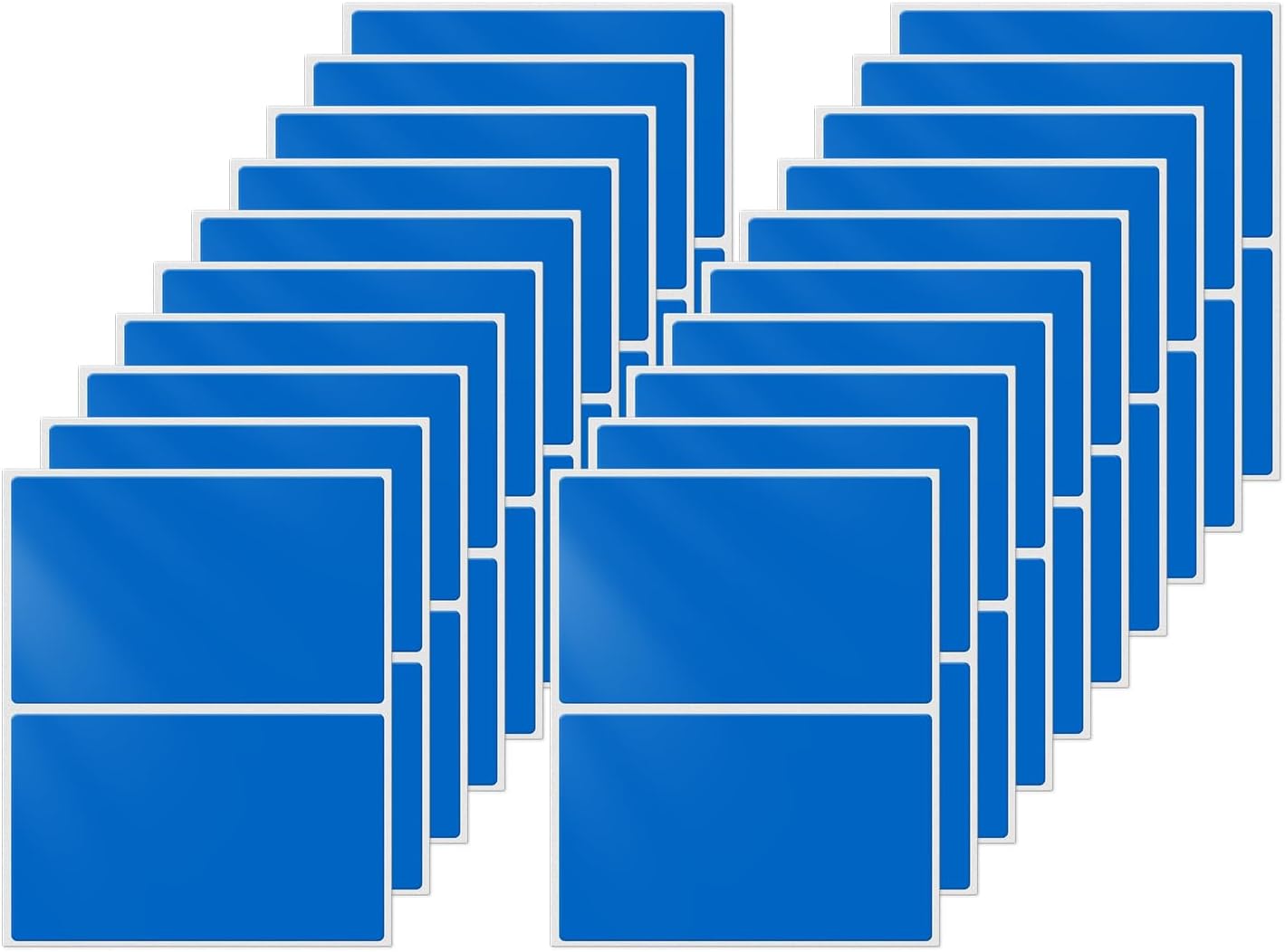 Colored Stickers 3×2 Inch Vinyl File Folder Sticker Blue Rectangle Removable Waterproof Color Coding Moving Label for Boxes Office Inventory Labeling 40 PCS