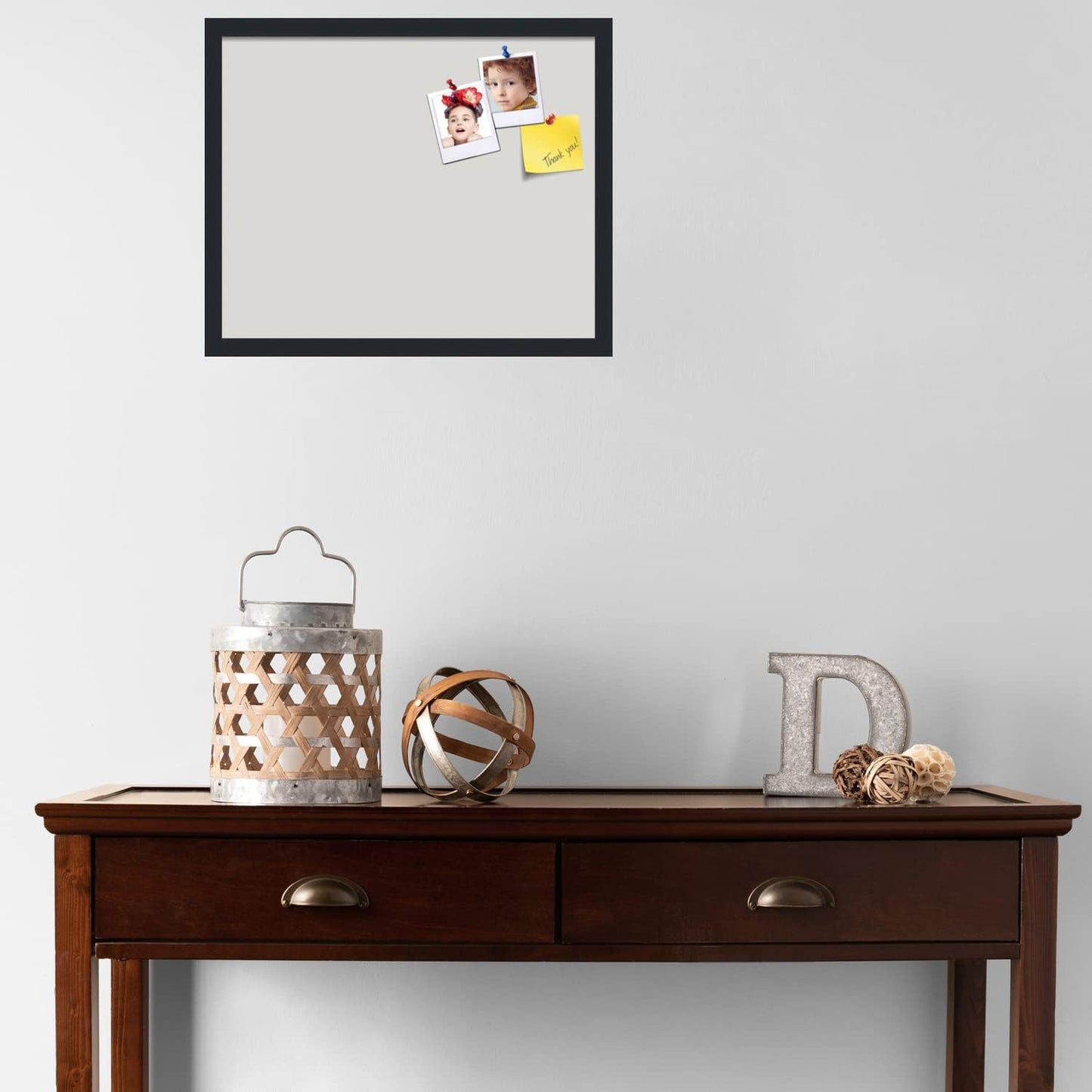 PinPix 21x17 Inch Cork Bulletin Board. This Decorative Framed Pin Board Comes with Light Stone Design and a Satin Black Frame. Ideal for Home Office Decor or Message Board (PinPix-1809)