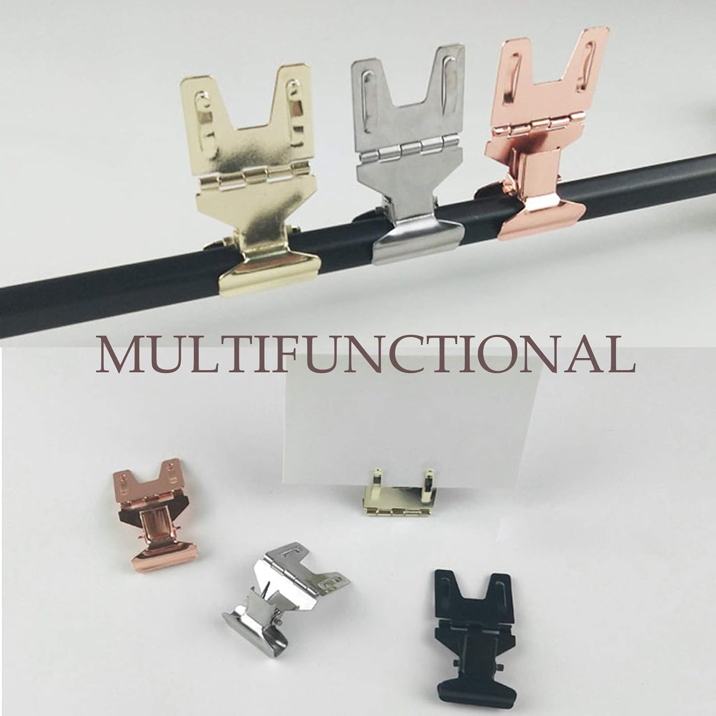 Metal POP Clip Sign Stand Holder, Bread Store Price Tag Card Holder, Advertising Display Clip Holder (Gold, 10Pack)