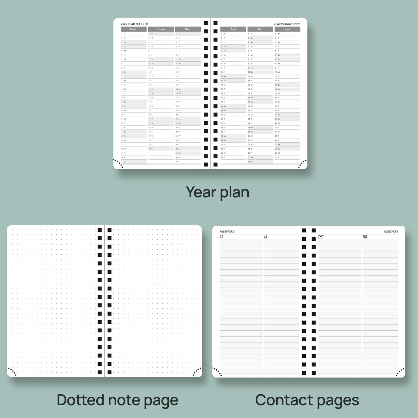 POPRUN Planner 2025-2026 Weekly Notebook (Pocket Size 4''x 6.25''), Small Academic Calendar for Purse with Spiral Soft Cover, Plastic Ruler, Inner Pocket, 100 GSM - Lilac