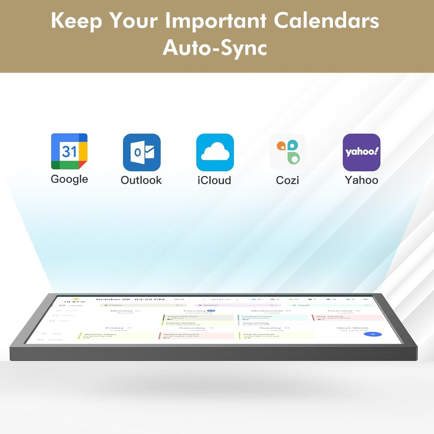 24" Smart Digital Calendar for-Family-Meal-Planner - Electronic Calendars for Chore Chart, Interactive Touchscreen Display for Family Schedules, Auto-Sync Google iCloud Outlook, Wall Mountable for Mom