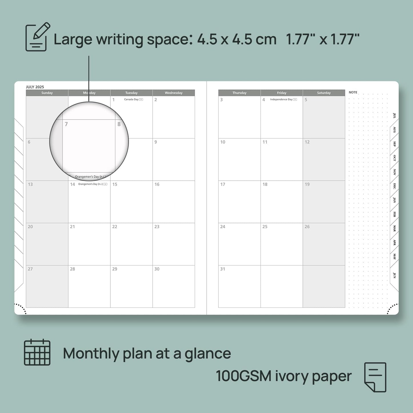 POPRUN Planner 2025-2026 Weekly Notebook (Large 8.5''x 10.5'') Academic Calendar (JUL.25 - JUN.26) Appointment Book with Monthly Tabs, Leather Soft Cover, Inner Pocket, 100 GSM - Lilac